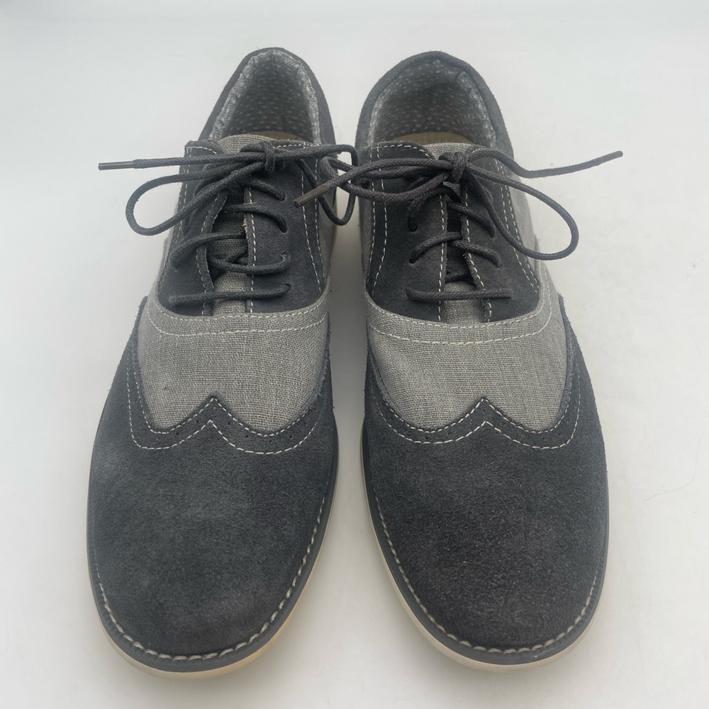 Steve Madden Men’s Samson Spectator Suede Canvas Wingtip Oxford Tonal Grey Shoes - Picture 5 of 9